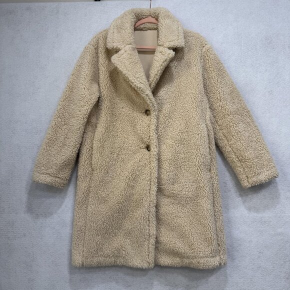 Uniqlo Coat Womens Small Faux Shearling Sherpa Teddy Fleece Long Jacket 2023 - Picture 1 of 10